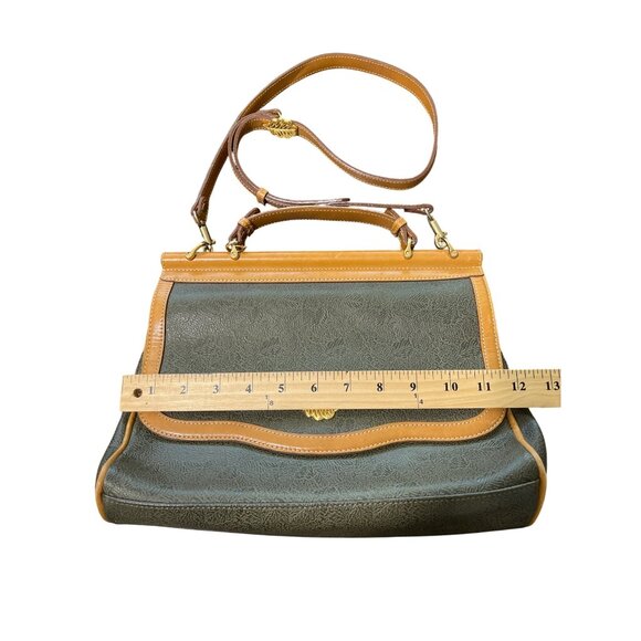 NINA RICCI Leaf Pattern 2-Way Shoulder Hand Bag PVC Leather Green Satchel - Picture 8 of 9